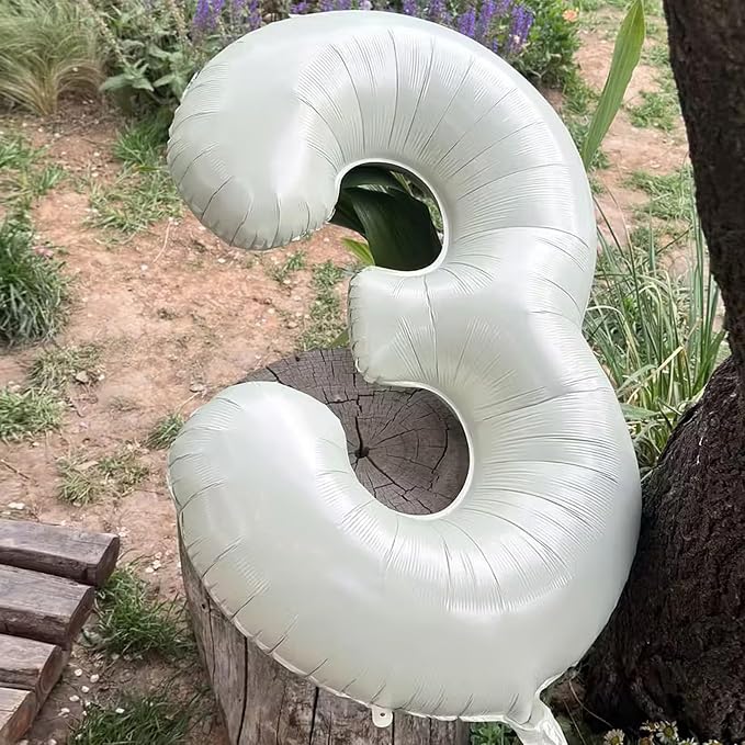 40 Inch Beige Number 3 Foil Balloon - Image 7
