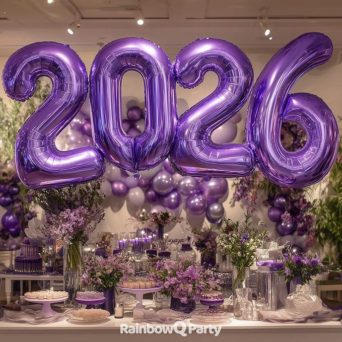 RainbowQ Purple 7 Balloon Number 40 Inch 0-40 Foil Large Balloons | Big Mylar 7 - Image 8