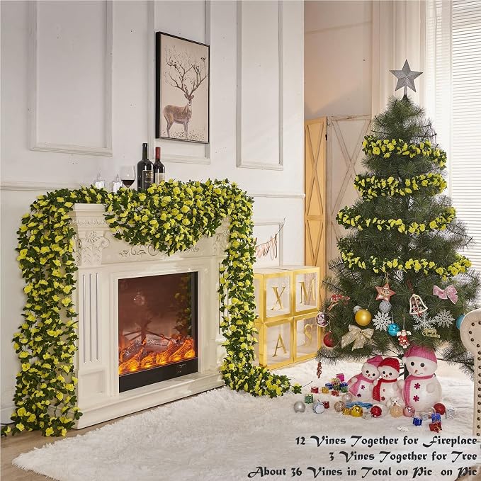Artificial Flower Garland 8pcs 8.2ft Rose Vine Decor, Hanging Faux Roses String - Image 4