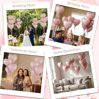 12 Pcs Pink Heart Balloons, 18 Inch Heart Foil Balloons Love Balloon Valentine - Image 6