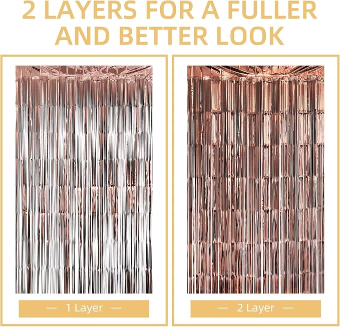 20 Pack Brown Foil Fringe Curtains 3.2ft x 8.2ft Fringe Backdrop Curtain - Image 5