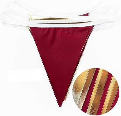 Fall Party Decorations Maroon Gold Brown Metallic Fabric Triangle Pennant - Image 3