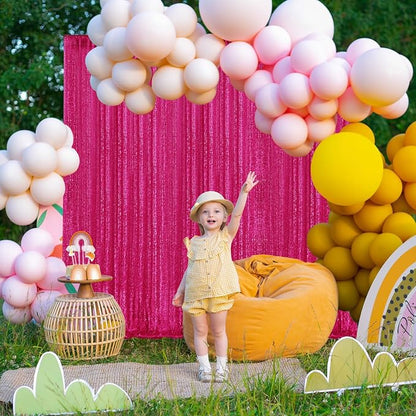 2×8FT-4PCS Fuchsia Sequin Backdrop Curtains Panels, Photography Backdrop - Image 2