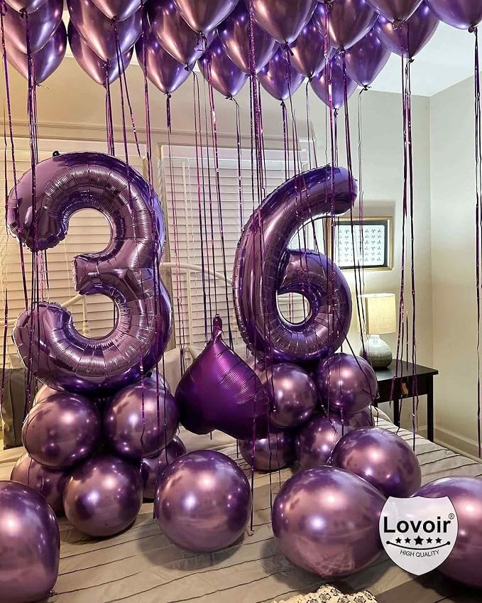 Purple 21 Number Balloons, 40 Inch Giant Number 21 Balloons Foil Mylar Helium - Image 6