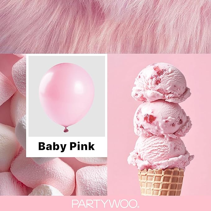 PartyWoo Baby Pink Balloons 100pcs Pastel Pale Light Pink Color | 18 12 10 5 - Image 2