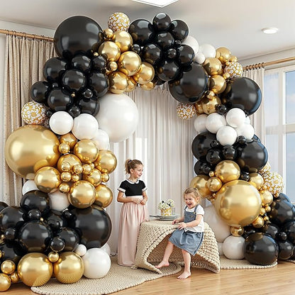 412Pcs Black and Gold Balloons, 18 12 10 5 Inch Different Size Black White - Image 7