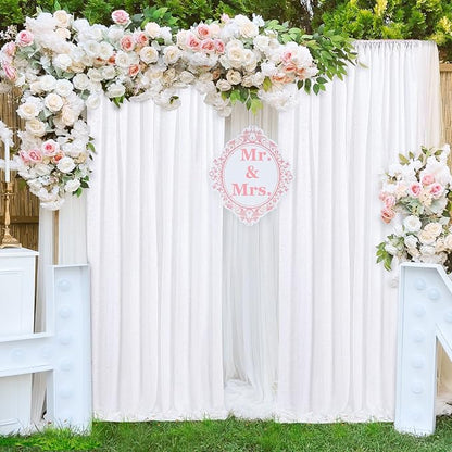Party Backdrop Curtains 2 Panels 4ftx8ft White Sequin Photo Backdrop Glitter - Image 5