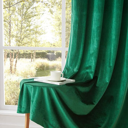 BULBUL Velvet Green Grommet Blackout Curtains 72 inch - Image 4