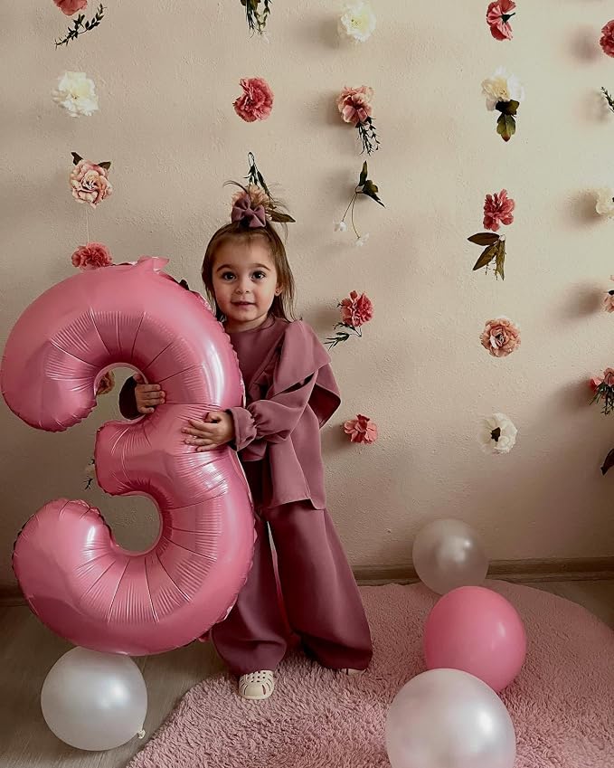 6 Balloon - Pastel Pink Birthday Number Balloons, 40 Inch Decorations | Pastel - Image 2