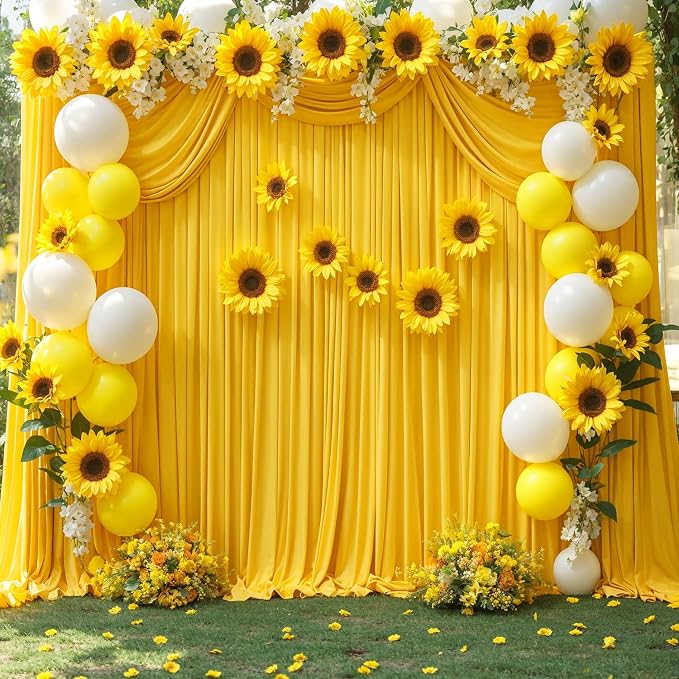 6 Panels Yellow Backdrop Curtains - Image 5