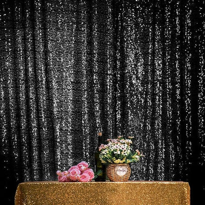 Black Sequin Backdrop for Birthday Party 10FTx10FT | 1 Panel, Glitter Sequin - Image 4