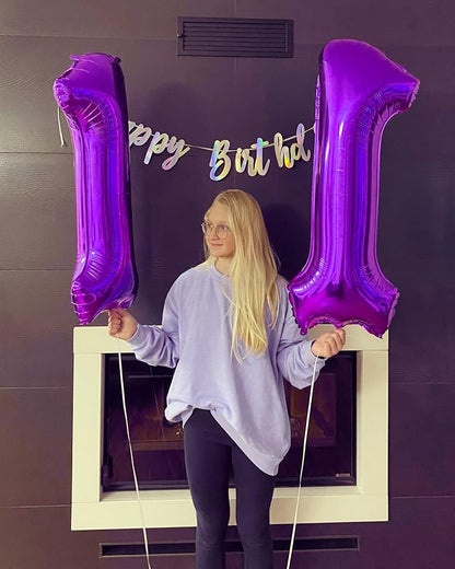 1 Balloon Numbers Birthday Decorations, 40In Purple Balloons - Image 5