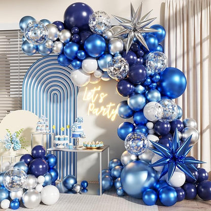 Blue Silver Balloon Garland Arch Kit by LANGASQUE