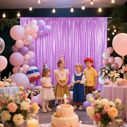 SquarePie 8x8ft Lavender Sequin Backdrop, High Density Non-Transparent Glitter - Image 2
