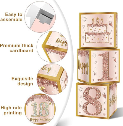 Guiruiy 3Pcs 18th Birthday Decorations Balloon Gift Boxes - Image 3