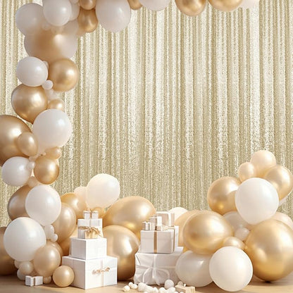 2×8FT-4PCS Champagne Sequin Backdrop Curtains Panels, Photography Backdrop - Image 2