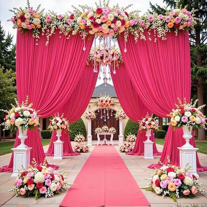40 ft x 10 ft Wrinkle Free Fuchsia Backdrop Curtain - Image 2