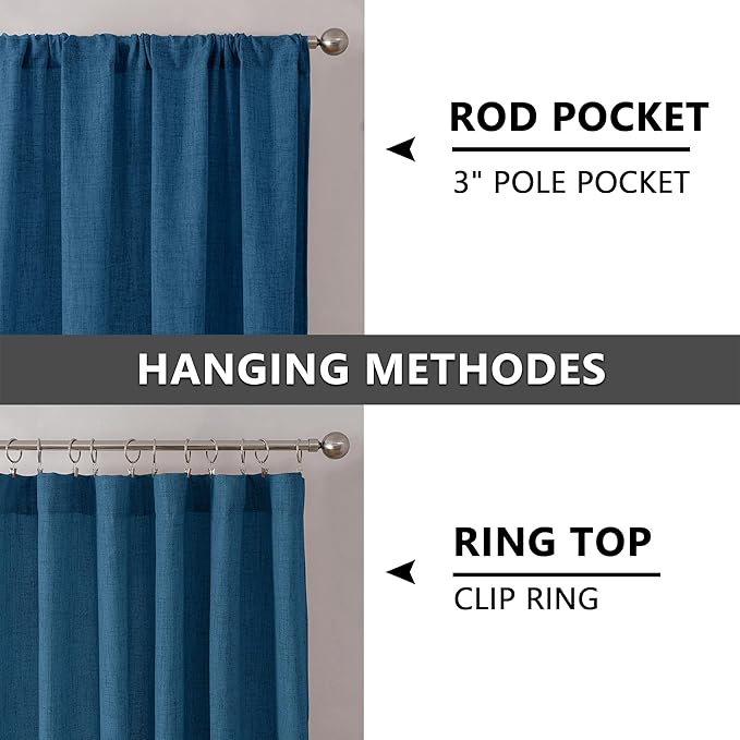 Tollpiz Short Linen Curtains Living Room Rod Pocket Semi Sheer Curtain Burlap - Image 5