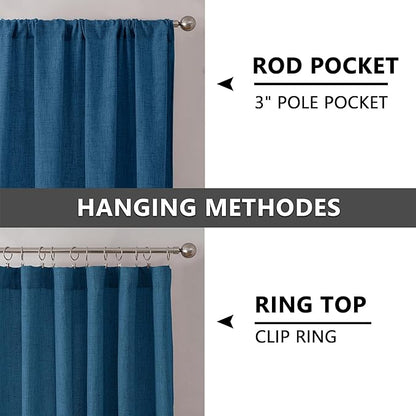 Tollpiz Short Linen Curtains Living Room Rod Pocket Semi Sheer Curtain Burlap - Image 5