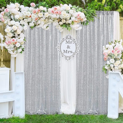 Silver Sequin Backdrop Curtains-6 Panels 2FTx8FT Silver Backdrop - Image 6