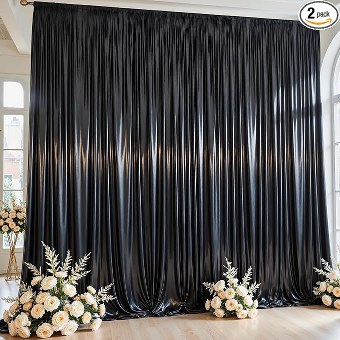 10x10ft Black Glitter Backdrop Curtain by Partisky