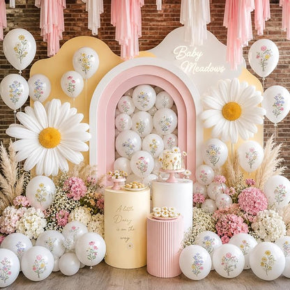 Wildflower Balloons, 12 Inch White Spring Balloon, Girls Birthday Party Tea - Image 3