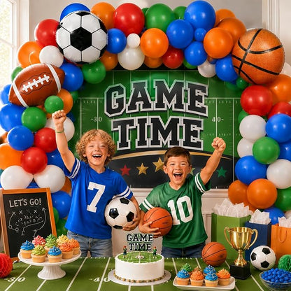 Sports Balloons, 12 Inch Green Orange Blue Red White Latex Balloons - Image 3