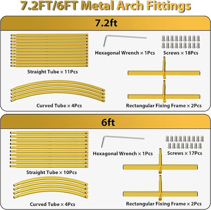 Gold Metal Wedding Arch Backdrop Stand Set of 2, 7.2FT & 6FT Arched Frame - Image 4
