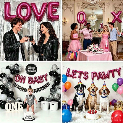 98 Pcs Hot Pink Letter Balloons, Custom 3 Set A-Z Set - Image 6