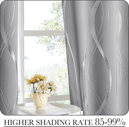 NICETOWN Blackout Curtains for Bedroom, Noise Reducing Thermal Insulated Wave - Image 4