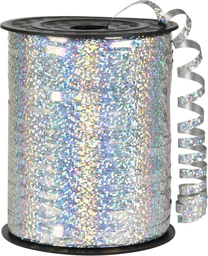 Silver Curling Ribbon, 500 Yard Shiny Metallic Silver by OMISELIO
