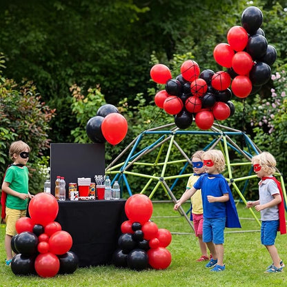130pcs 18 12 10 5 Inch Matte Black and Red Latex Balloon Garland Arch Kit | - Image 5