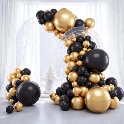 RUBFAC Black and Gold Balloons 129pcs Different Sizes 18 12 10 5 Inch | Latex by RUBFAC