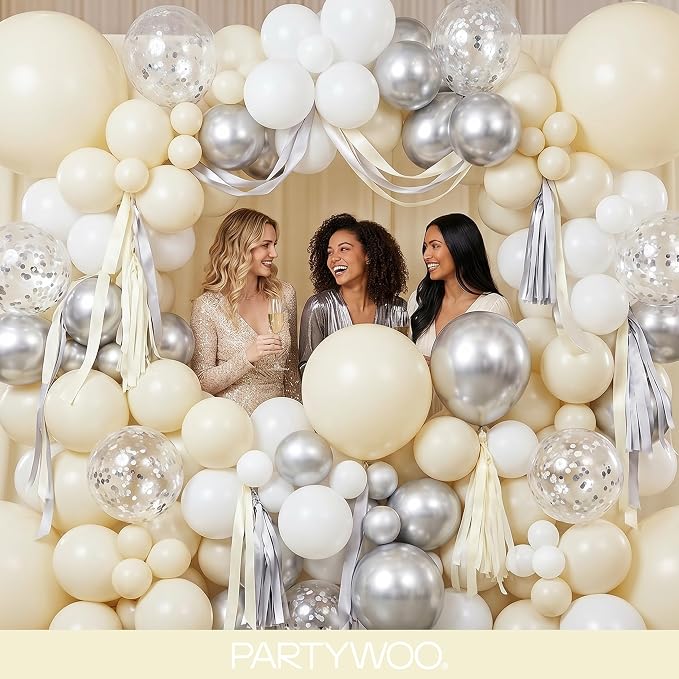 PartyWoo Beige Balloons 127pcs Different Sizes of 36 18 12 10 5 Inch Cream - Image 5