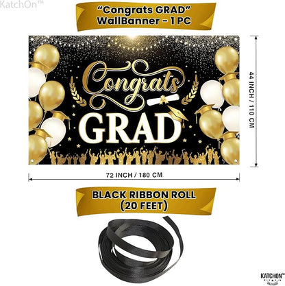 KatchOn Black and Gold Graduation Decorations 2026 Graduation Banner - Image 2