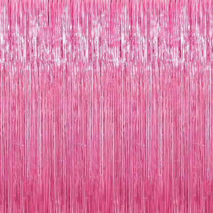 Crosize 8 Pack Pink Party Streamers Backdrop, 3.3 x 9.9 ft | Tinsel Foil Fringe by Crosize
