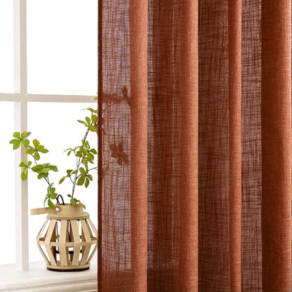 MIULEE Burnt Orange Fall Linen Curtains 52x72 Inch - Image 5