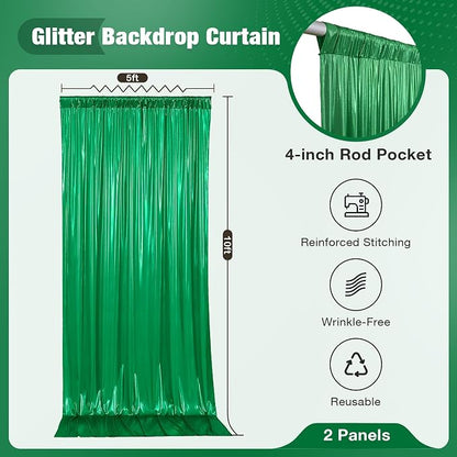 10x10FT Green Sequin Backdrop Curtain - Image 5