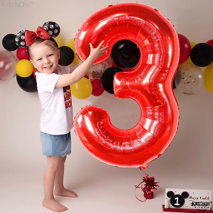KatchOn Red Number 3 Balloon 40 Inch, 3 Birthday Decorations | Red Foil Number - Image 6