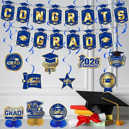 Graduation Decorations 2026 Blue Gold Themed Set - Image 6