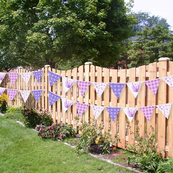 G2PLUS Purple Triangle Bunting Banner, 39FT Extra Long Reusable Cotton Triangle - Image 5
