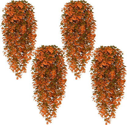 4Pcs Fake Hanging Plants, Eucalyptus Leaves Fake Vines Fall Decor | UV by Waipfaru