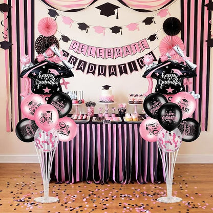 Jenaai Pink and Black 27 Pcs 2026 Graduation Balloon Centerpiece - Image 2