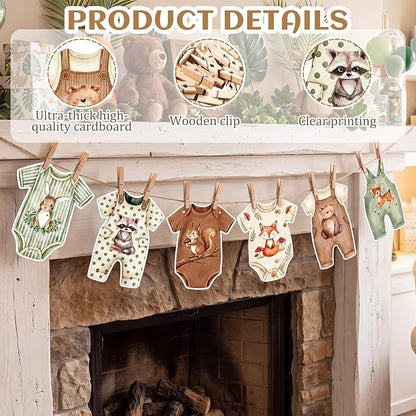 Frienda Woodland Animal Baby Shower Banner Gender Neutral Decorations Sage - Image 4