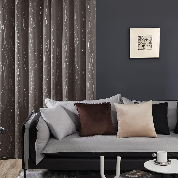 Deconovo Living Room Curtains 63 Inches Long, Thermal Insulated, Room Darkening - Image 3