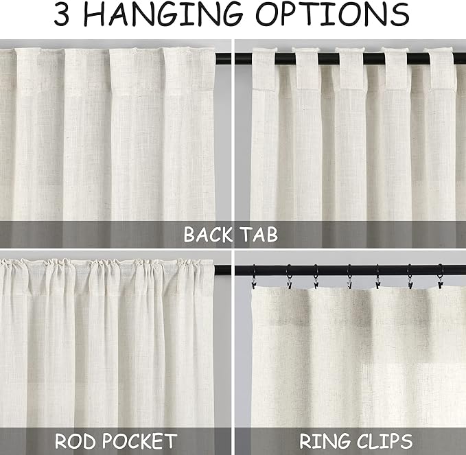 Cream Linen Curtains 216 Inches Long - Image 2