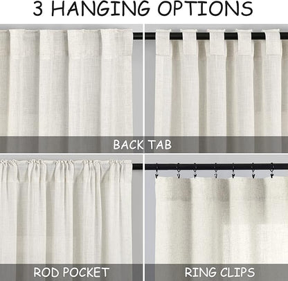 Linen Cream Curtains 135 inch Extra Long - Image 3
