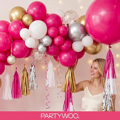 PartyWoo Hot Pink Balloons 127pcs Magenta Fuchsia Color 36 18 12 10 5 Inch | 36 - Image 9