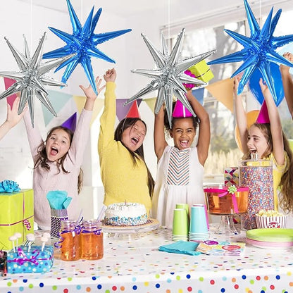 TONIFUL 8 Pcs Blue and Silver Explosion Star Foil Balloon Party Decoration | 22 - Image 5
