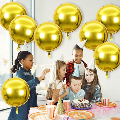 8 Pcs Gold Round Foil Balloons 22 Inch 4D Gold Mylar Orbz Round Balloons - Image 2